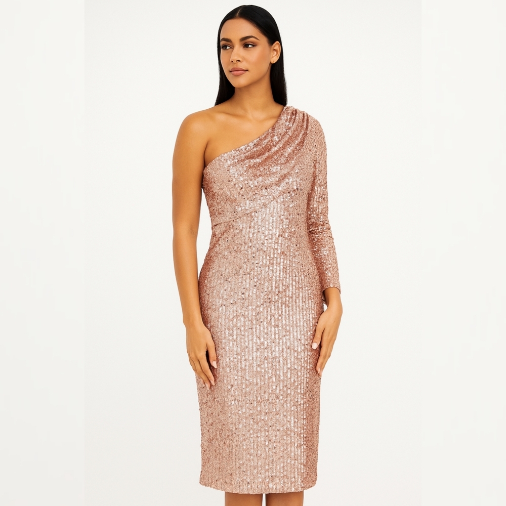 Dalia MacPhee One-Shoulder Sequin Dress